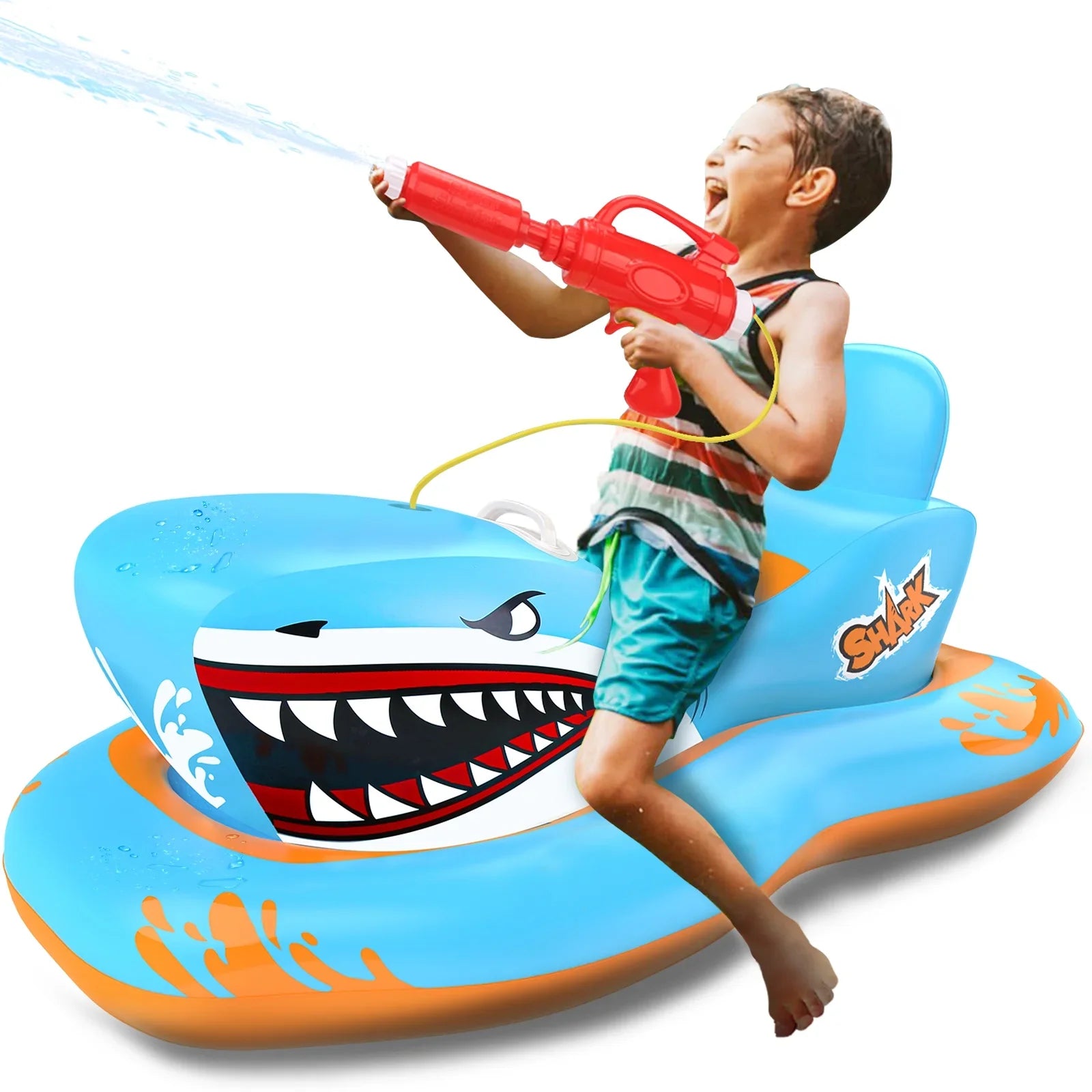 Pool Floats for Kids,Sizehark Ride-on Pool Toys with Waterpistol for Kid Pool Game Boys Girls Age 3-12