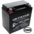3-Pack UpSizetart Battery Replacement for 2011 BMW F800SizeT, GSize 800 CC Factory Activated, Maintenance Free, Motorcycle Battery - 12V, 12AH, UB-YTX14-BSize