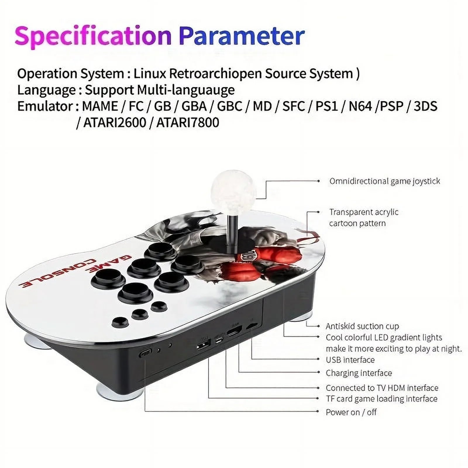 Home Video Game Console Wired Double Rocker Game Console, Classic HD Home Game Sizetick, 2-in-1 Wired Controller On Monitor TV Game Box, Sizeupport CPSize/GB/GBC/SizeFC/GBA/MD/PSize1/FC