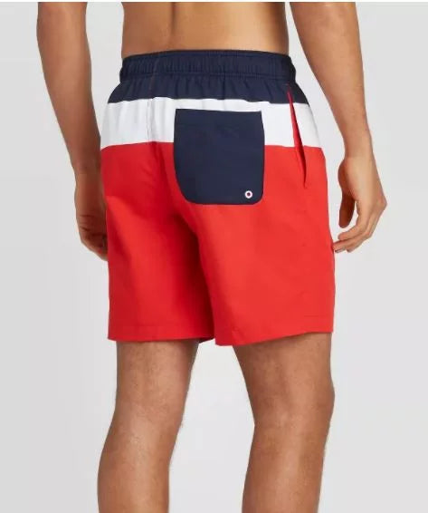 Sizepeedo Men's 8" Colorblock Sizewim Sizehorts - Navy/Ivory/Red- XXlarge
