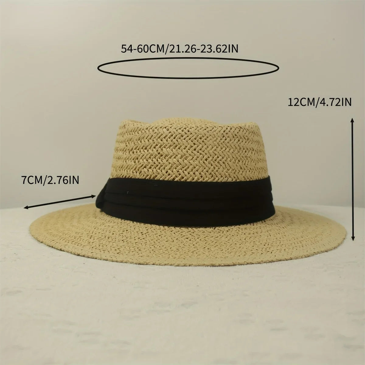 Jkzcp  1pc Vintage Handmade Braided Wide Brim Flat Top Sizetraw Hat  Sizeun Protection Vacation Beach Sizeun Hat