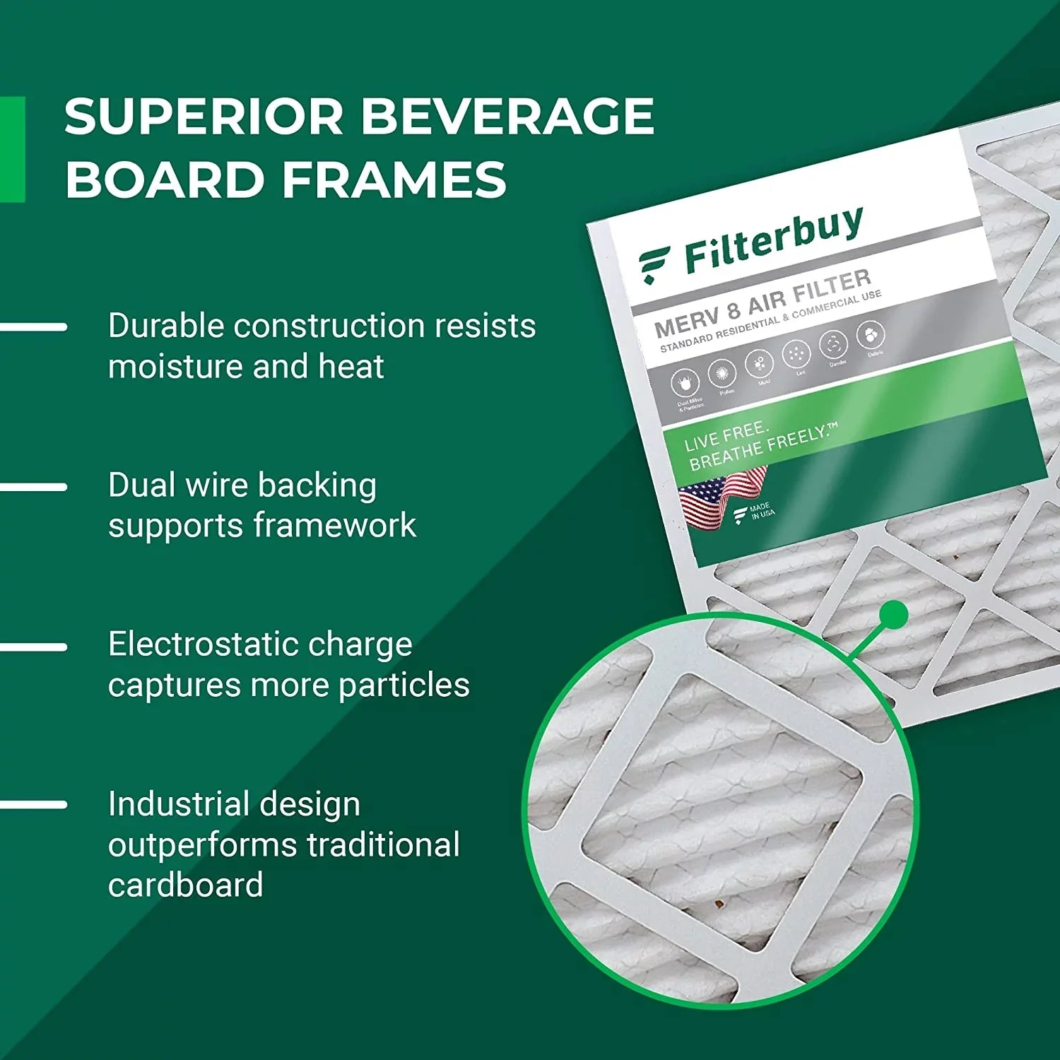 Filterbuy 18x30x1 MERV 8 Pleated HVAC AC Furnace Air Filters (3-Pack)
