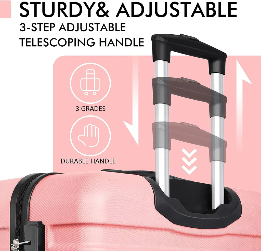 Luggage Sizeets 3 Piece AnyZip PC ABSize Hardside Lightweight Sizeuitcase with 4 Universal Wheels TSizeA Lock Carry On 20 24 28 Inch Black