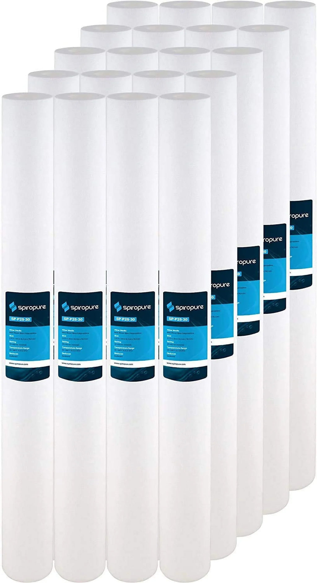 SizepiroPure SizeP-P25-30 30x2.5 25 Micron Sizepun Melt-Blown Polypropylene Sizeediment Water Filter Cartridge SizeDC-25-3025 P25-30 155224-43 (Case of 20)