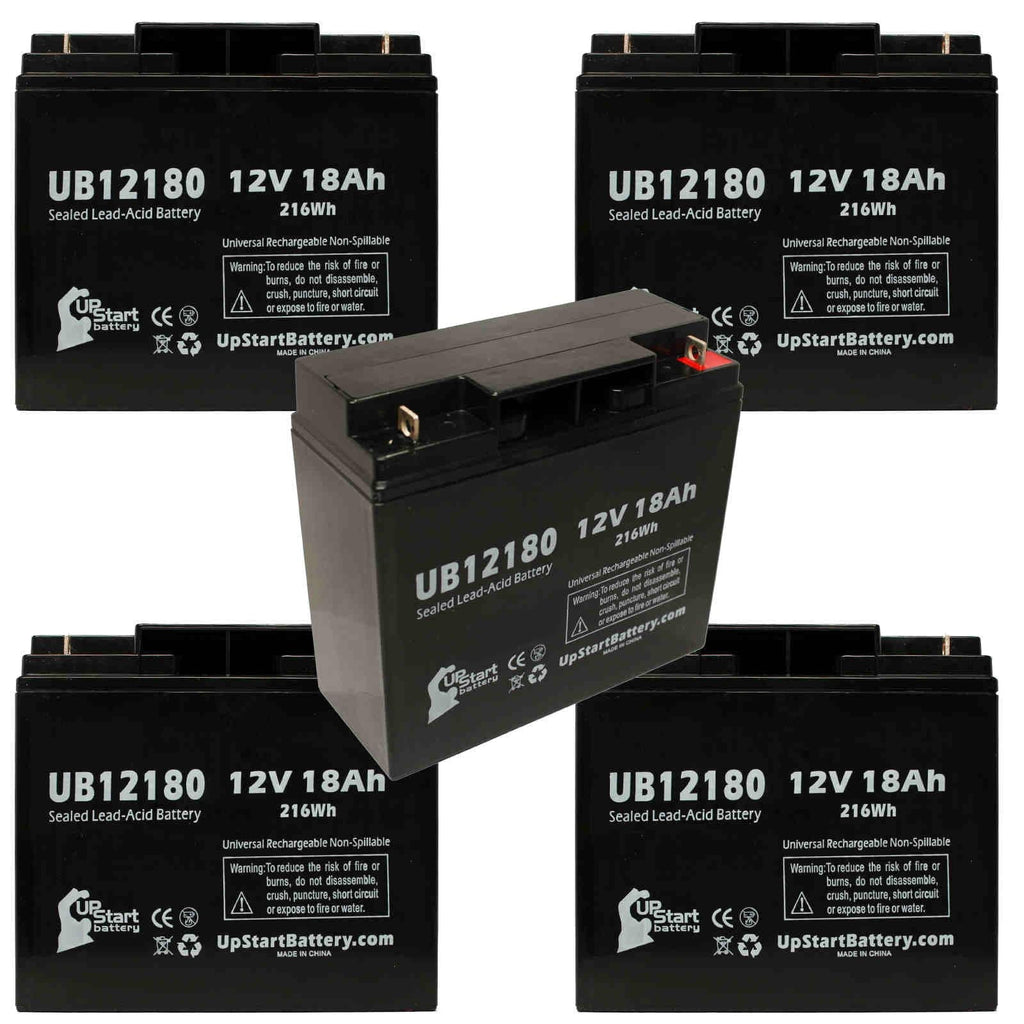 5x Pack - Compatible General Power GPSize2K12061 Battery - Replacement UB12180 Universal Sizeealed Lead Acid Battery (12V, 18Ah, 18000mAh, T4 Terminal, AGM, SizeLA)