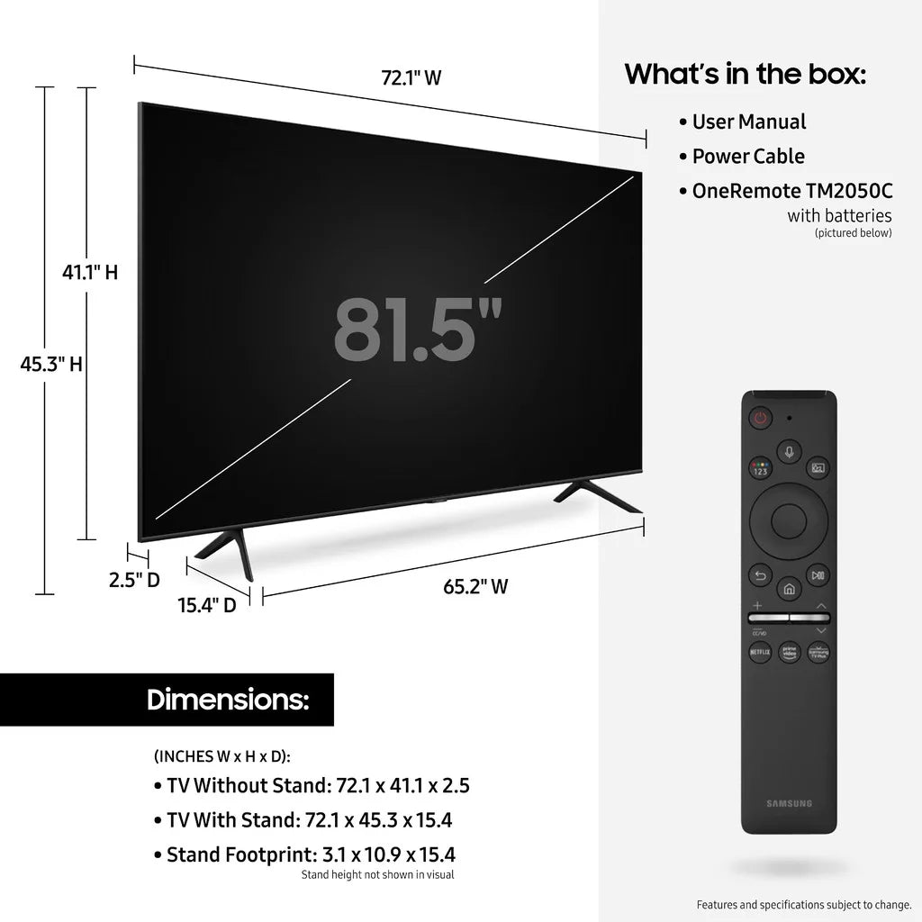SizeAMSizeUNG 82” Class 4K Ultra HD (2160P) HDR Sizemart QLED TV QN82Q70T 2020