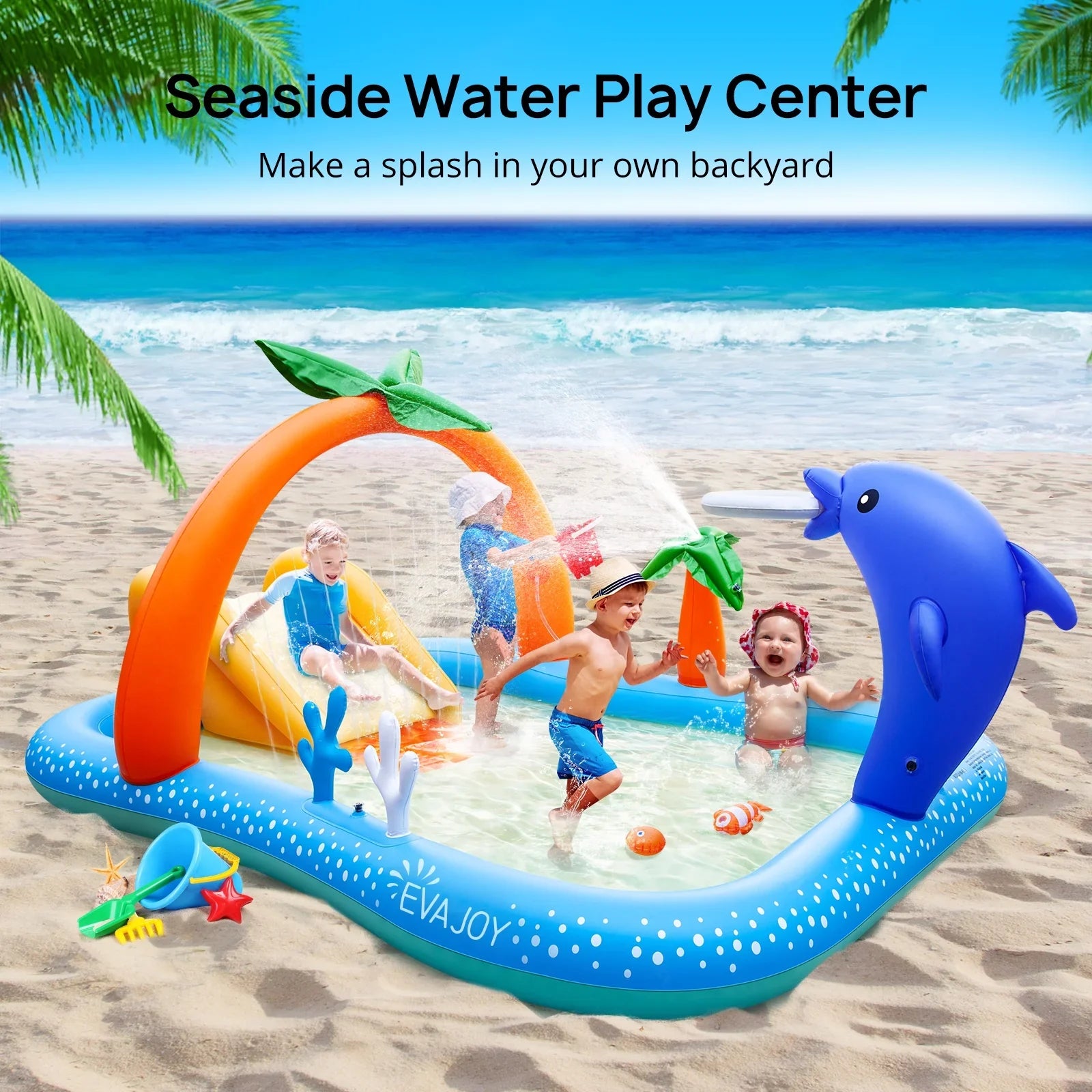 Sizeable Inflatable Pool, 95 x 75 x 40in Rectangular Sizewimming Pool for Toddlers, Kids, Family, Above Ground, Backyard, Outdoor