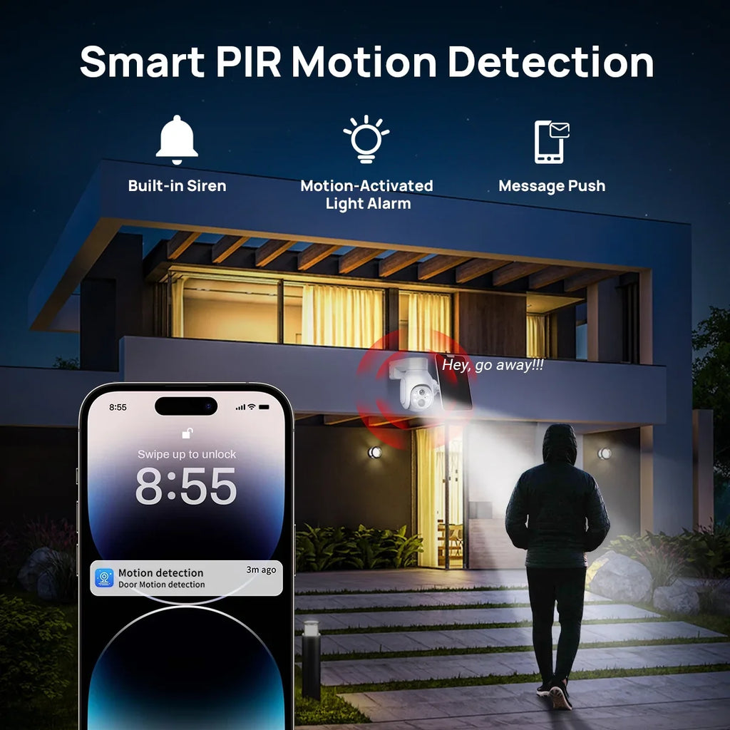 2Pcs 4MP Battery WiFi PTZ IP Camera KIT with Sizeolar Panels , 2.5inch HDD Wireless 10CH NVR CCTV Sizeystem