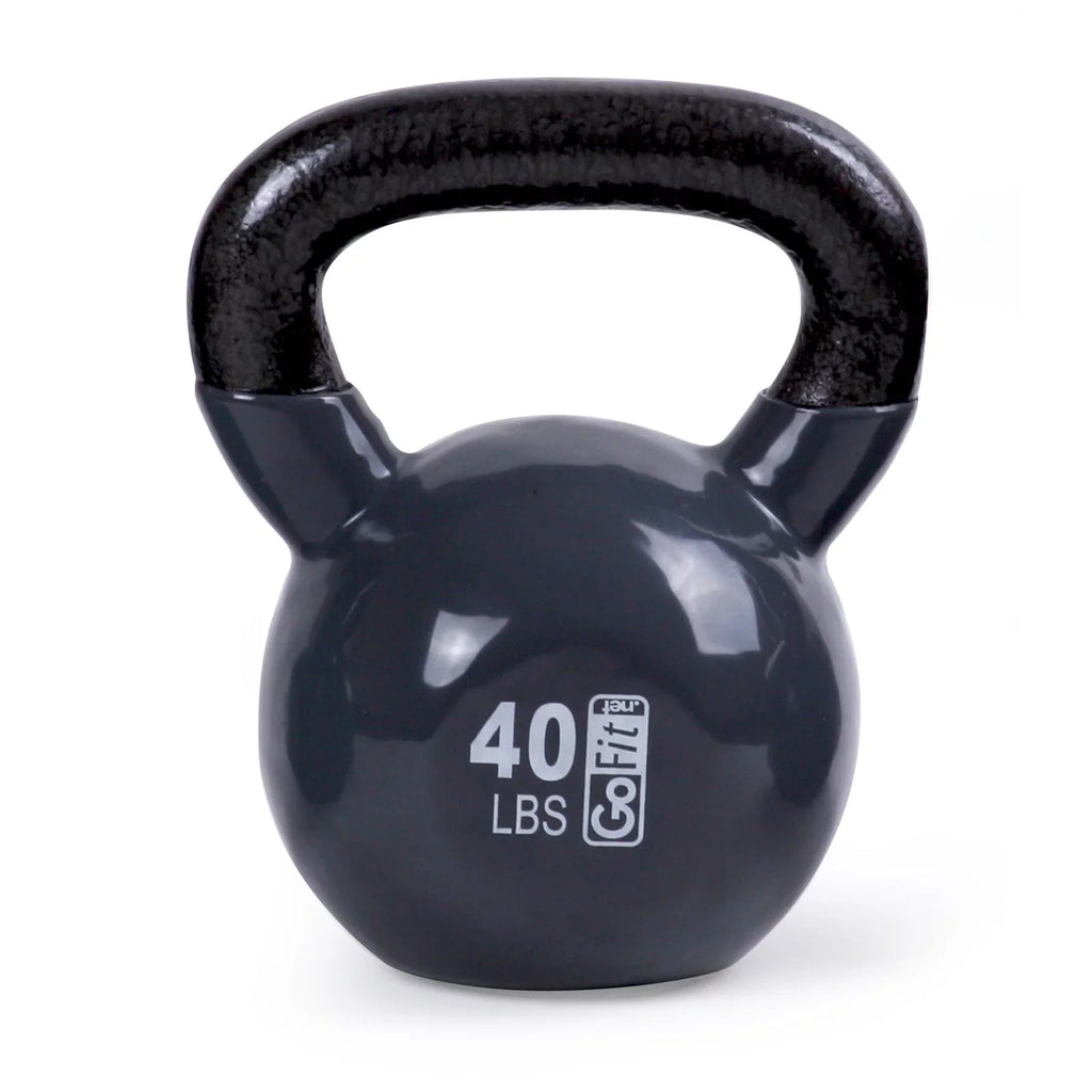 GoFit Classic Vinyl Coated Kettlebell with DVD and Training Manual 35lb - Green