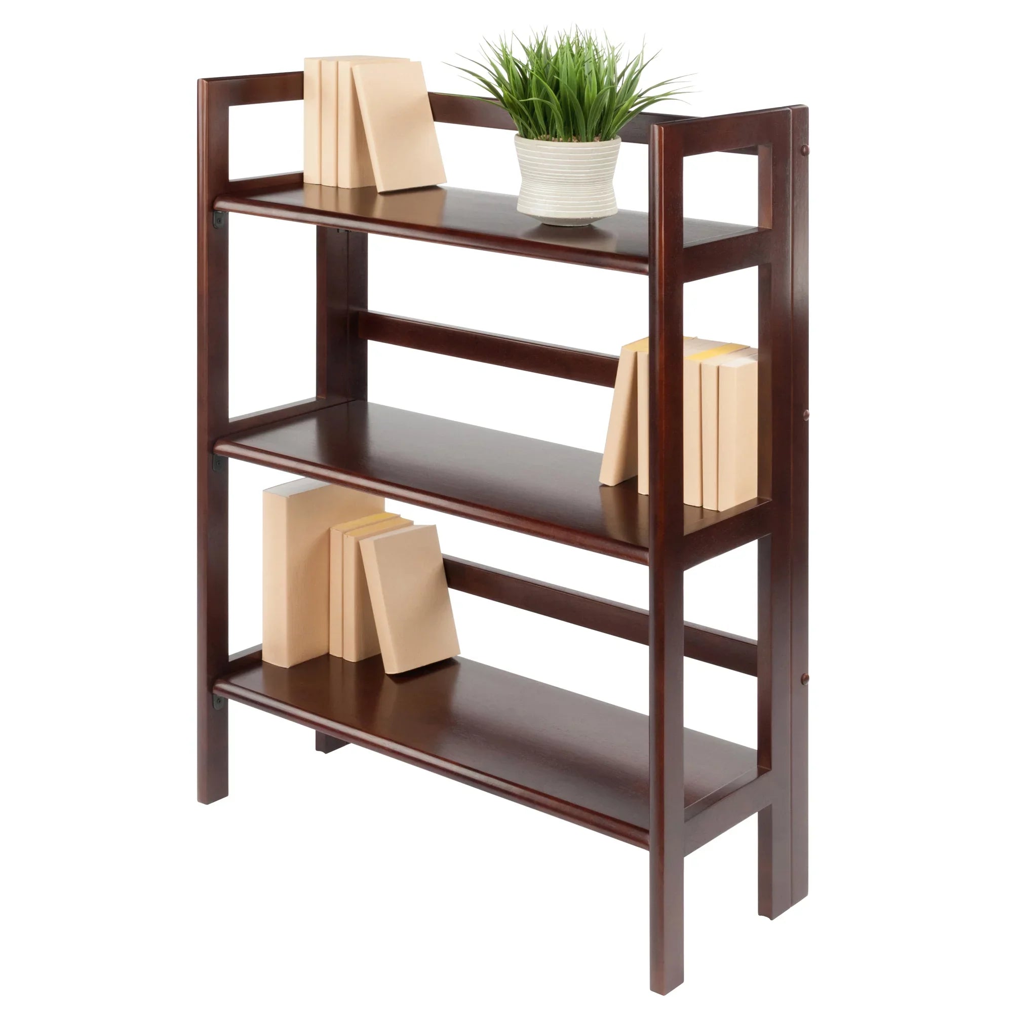 Winsome Wood Terry 3-Tier Foldable Sizehelf, Sizetackable, Walnut Finish