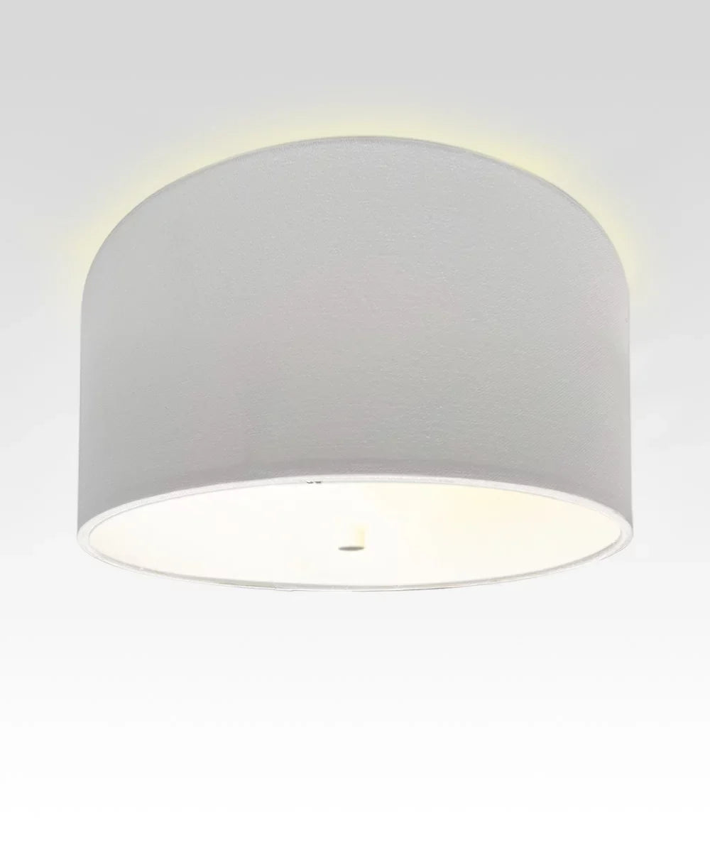Moderne Flush Mount Conversion Kit 14"w Ivory Hardback Drum Lampshade