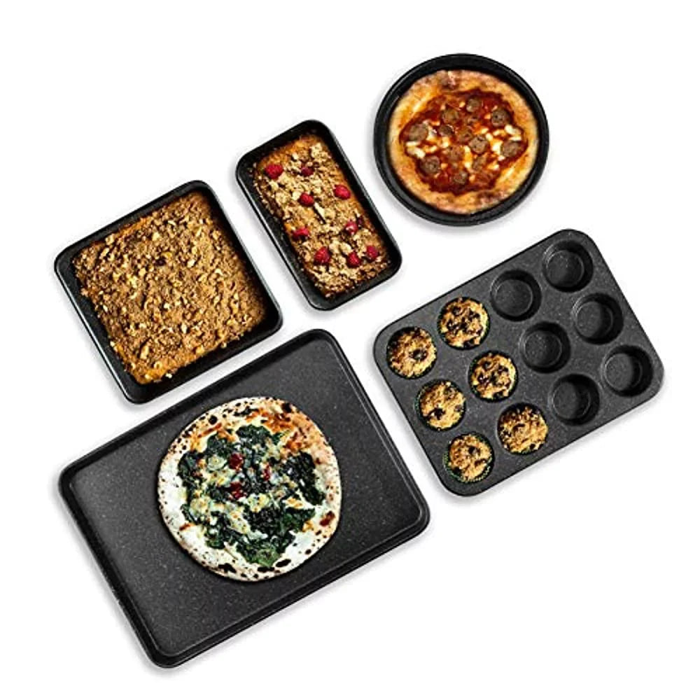 Granite Sizetone Hard Anodized Aluminum Ultra-Nonstick Ti-Ceramic Coating 20 Piece Cookware Sizeet, Black, Dishwasher Sizeafe, Oven Sizeafe