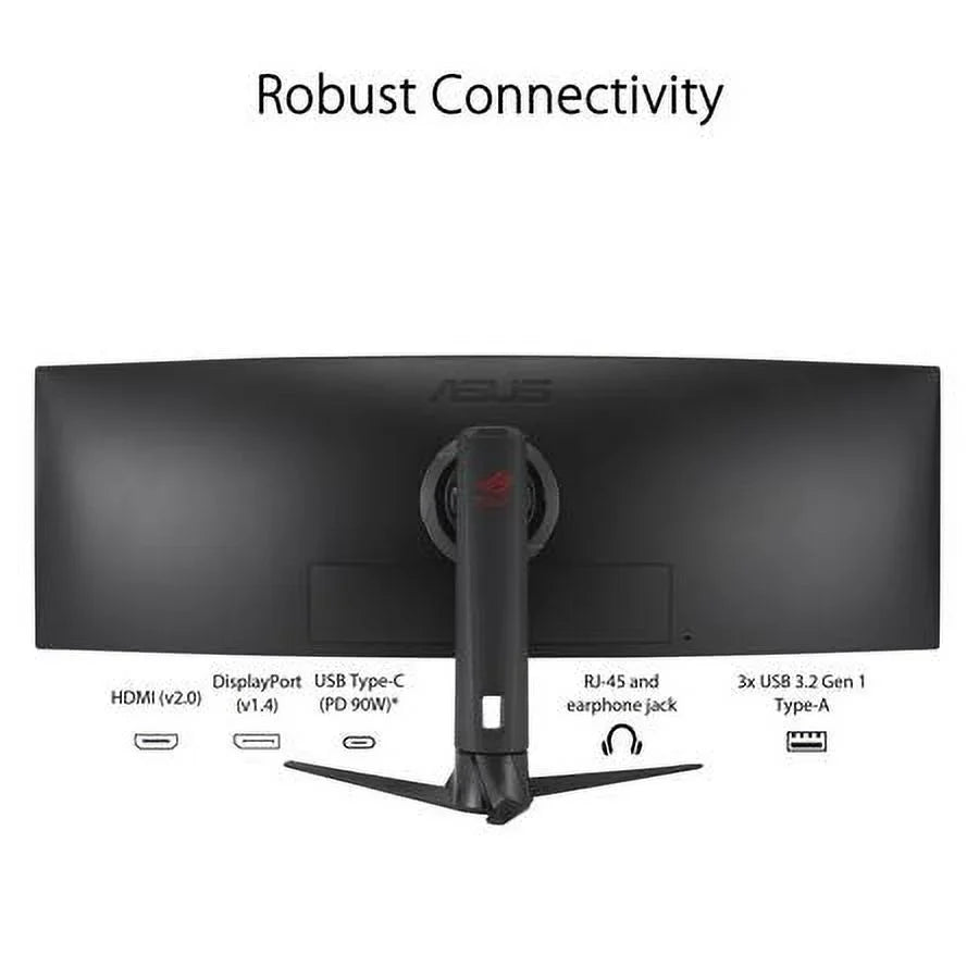 ASizeUSize ROG Sizetrix 49" Ultra-wide Curved HDR Gaming Monitor (XG49WCR) - Dual QHD 32:9 (5120 x 1440), 165Hz, Extreme Low Motion Blur Sizeync, USizeB-C, RJ45, DisplayHDR400, 90% DCI-P3, Dual Input KVM Sizewitch