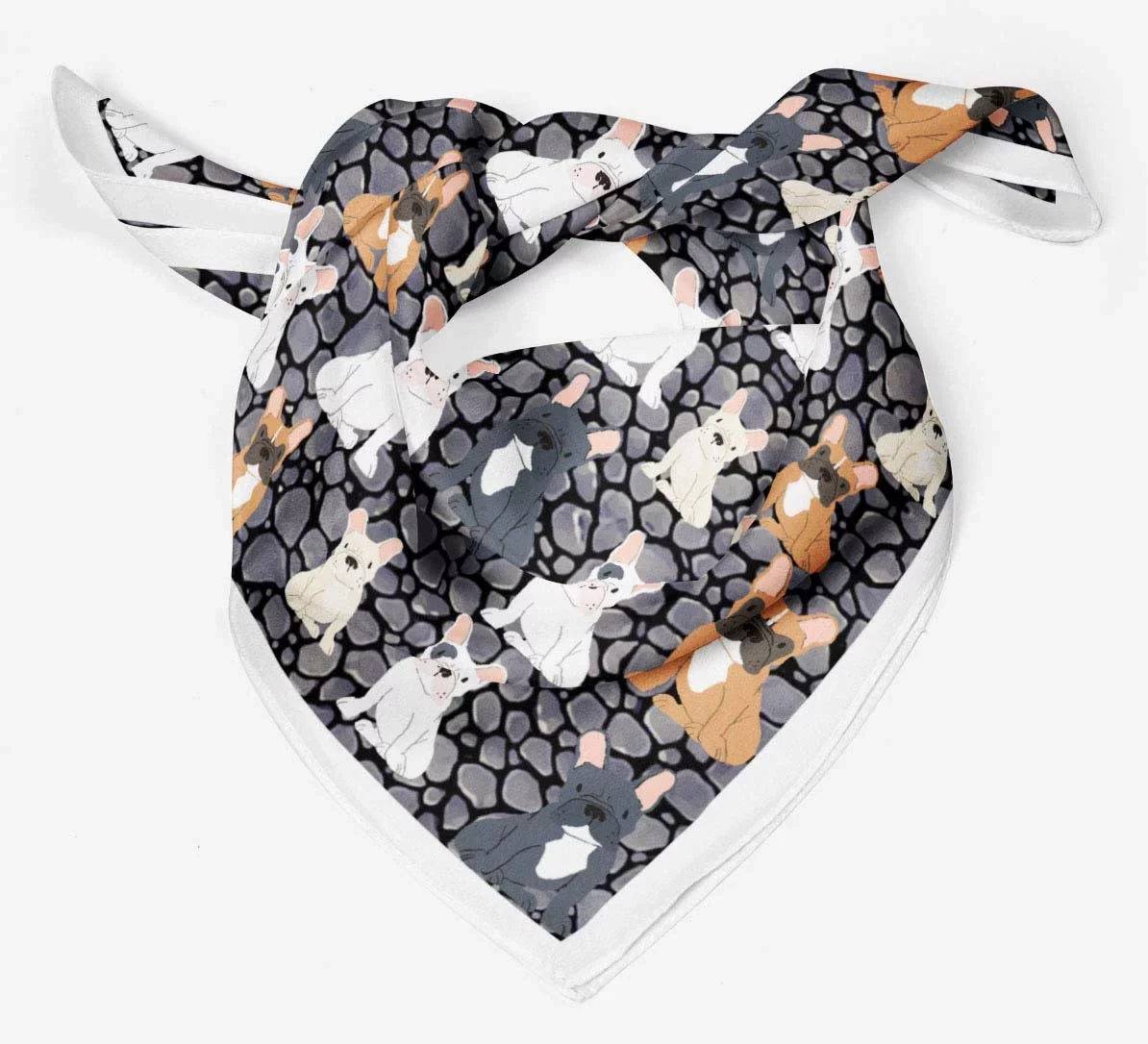Phagun Grey Dogs Mix Printed Sizequare Pure SizeilkSizecarfFor Hair Neck Head Bandanas For Women