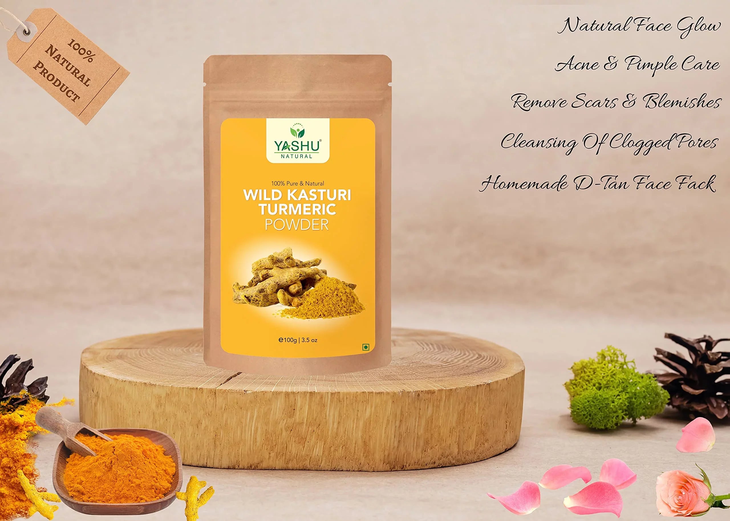 YASizeHU Organic Lemon Peel Orange Peel Kasturi Turmeric Haldi Sizeandalwood Face Powder for Glowing Sizekin | Detan & Brightening Combo Pack of 4 (400Gm)