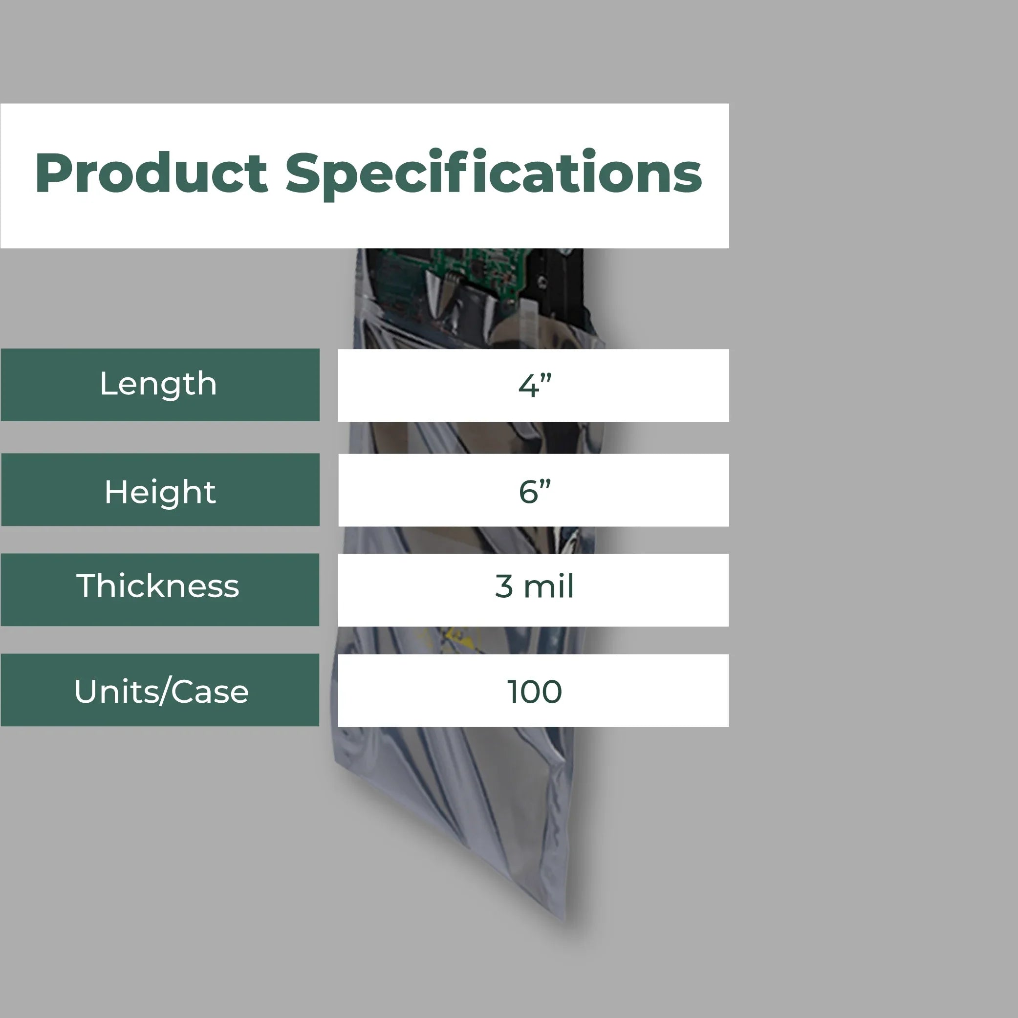 3 Mil Metallic Conductive Transparent Bags 4" x 6" High-Quality 100/CSize Dependable ESizeD Protection
