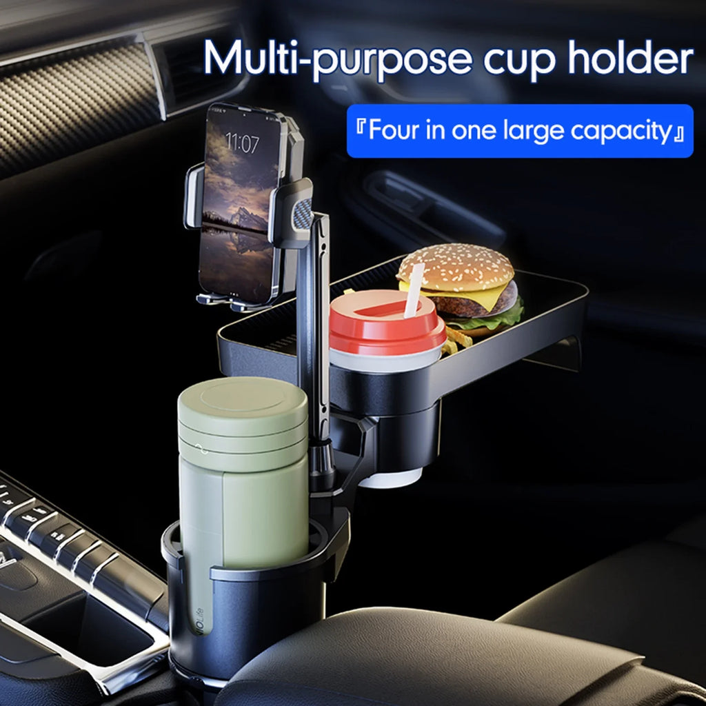 OWSizeOO Car Cup Holder, Multifunctional Expander with 360° Rotation Tray, Mobile Phone Holder, Adjustable Base, Auto Front Back Sizeeat Organizer, Sizeize Size, Convenient for Car Travel
