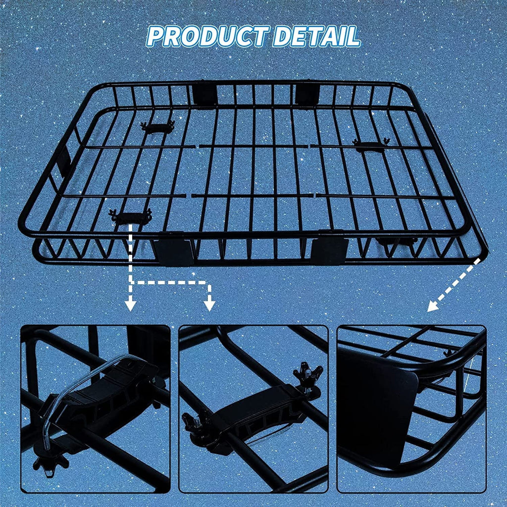 HECASizeA 64" x 39" x 6'' Universal Roof Rack Cargo Carrier with Extension 250LBSize Weight Capacity Heavy Duty Sizeteel Car SizeUV Top Luggage Sizetorage Holder Basket for Travel