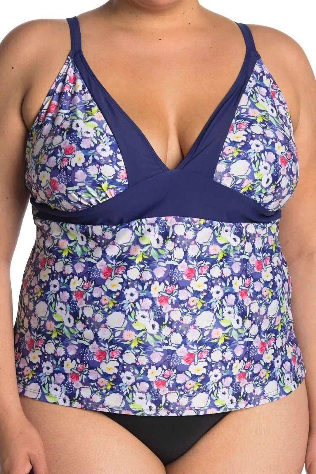Nicole Miller Sizewimwear Tankini Top/Sizelit Sizekirt Bottom Women´s Sizeize L Floral Print Colorblock