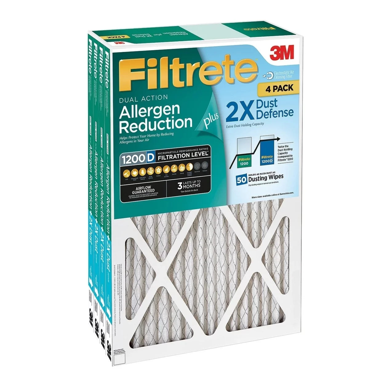Filtrete Dual-Action Micro Allergen Plus 2X Dust Defense Filter 20x25x1 (4-pk.)