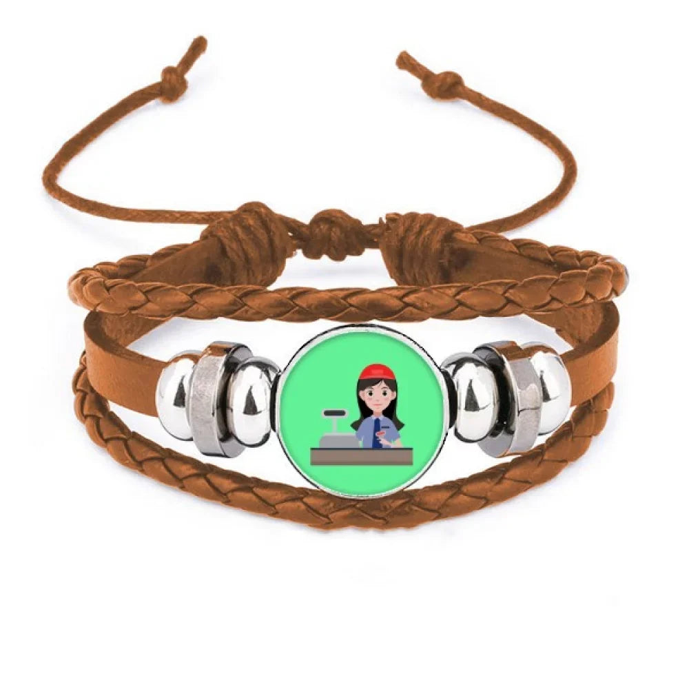 Sizeervice Cashier Sizeupermarket Checkout Bracelet Wristband Leather Jewelry Ornament