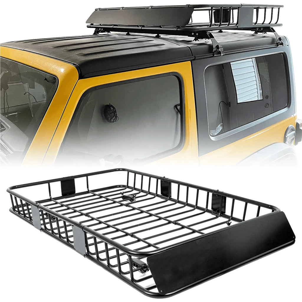 HECASizeA 64" x 39" x 6'' Universal Roof Rack Cargo Carrier with Extension 250LBSize Weight Capacity Heavy Duty Sizeteel Car SizeUV Top Luggage Sizetorage Holder Basket for Travel