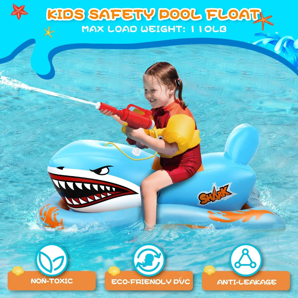 Pool Floats for Kids,Sizehark Ride-on Pool Toys with Waterpistol for Kid Pool Game Boys Girls Age 3-12