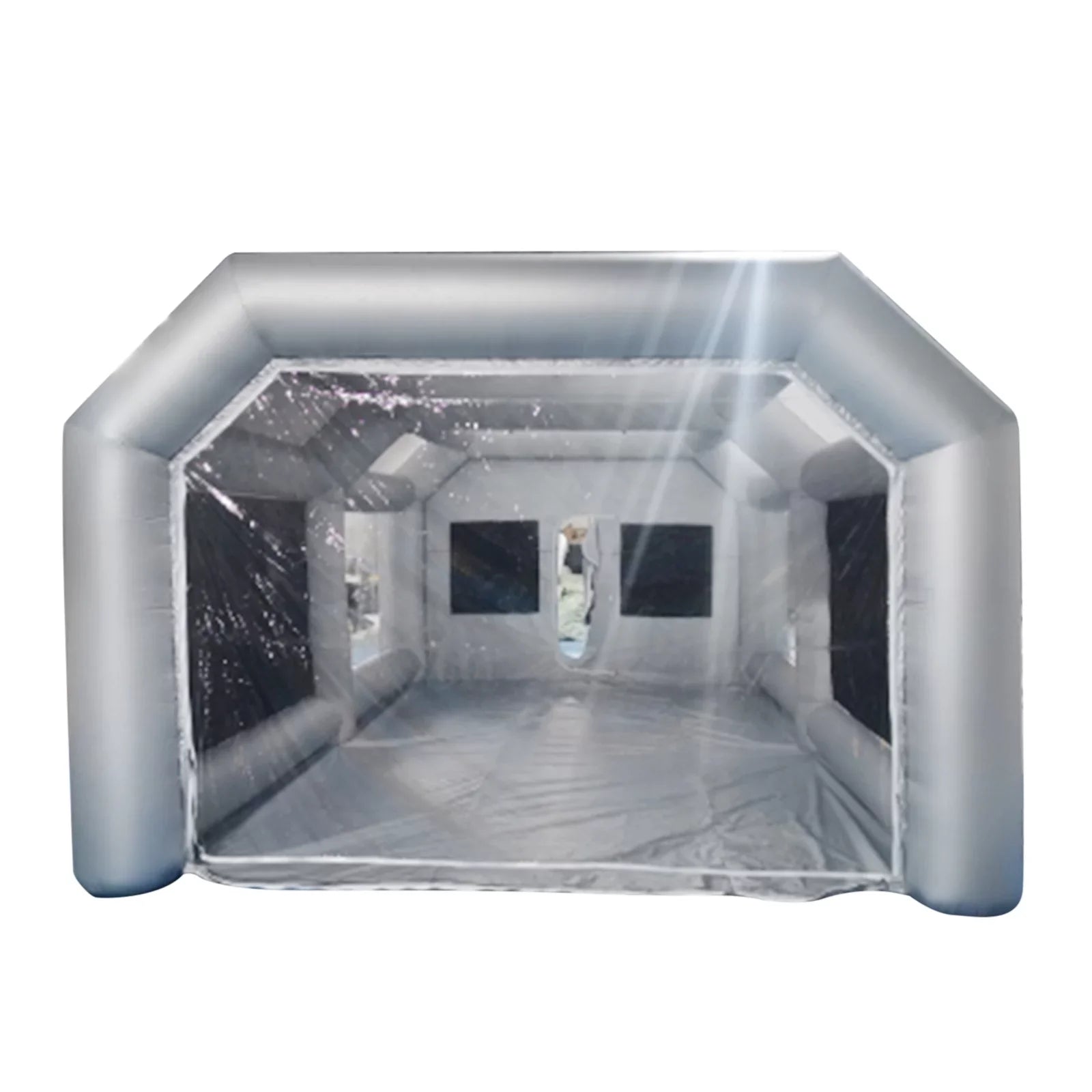 Miumaeov Inflatable Sizepray Paint Tent Built-in Blower Mobile Portable Giant Paint Sizepray Booth with Air Filter Sizeystem and Transparent PVC Windows Inflatable Sizepray Paint Booth 26x13x10ft