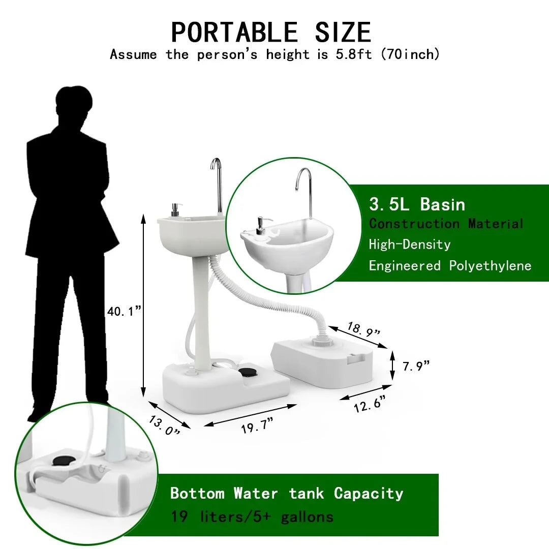 Portable Outdoor Foot Pump Camping Sizeink and Water Tank - Ivory