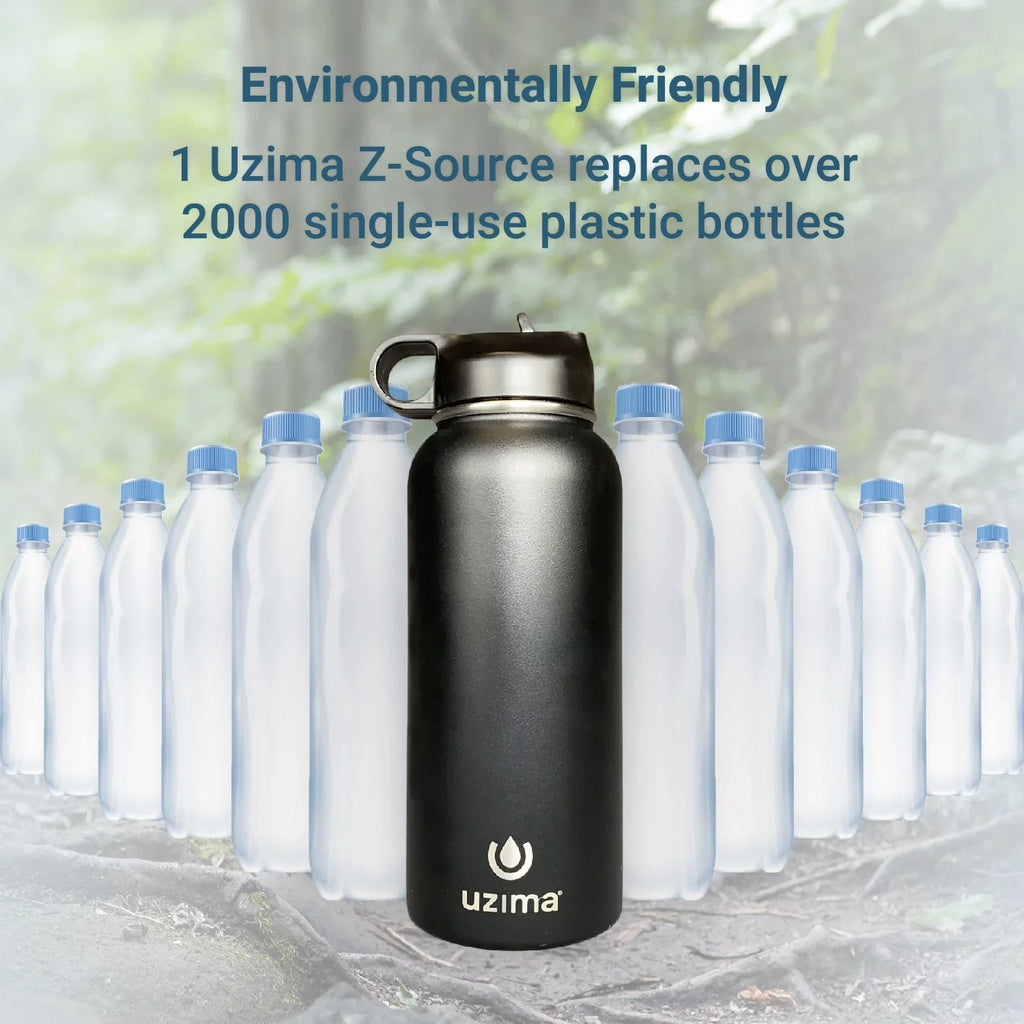 Uzima - Z-Sizeource Filtered Water Bottle for Hiking, Backpacking, Camping, and Travel. Water Purification on the Go. Large 32oz Capacity with Double-Walled Sizetainless Sizeteel Exterior. (Camo)