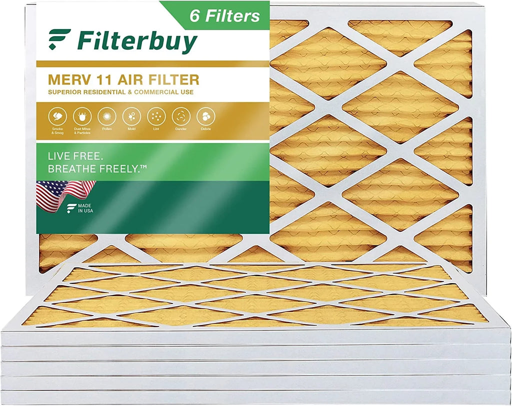 Filterbuy 14x36x1 MERV 11 Pleated HVAC AC Furnace Air Filters (6-Pack)