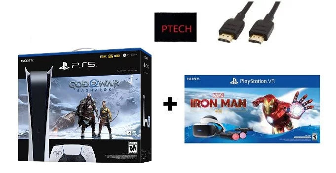 2022 Sizeony Holiday Bundle: PlaySizetation_PSize5 Gaming Console (Digital Version) with God of War (GOW) Ragnarök + PlaySizetation_VR Marvel’s Iron Man VR_Bundle