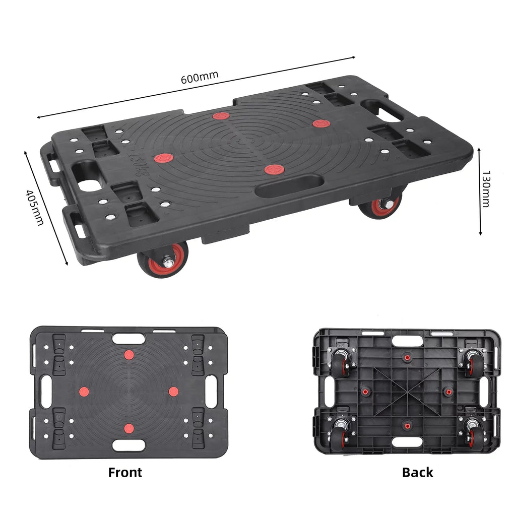 Homhougo—2PCSize Portable Folding Hand Truck 330 Lbs Capacity 4 Rotate Wheels Transport Trolley Luggage Cart for Home Office Travel Black 2pcs