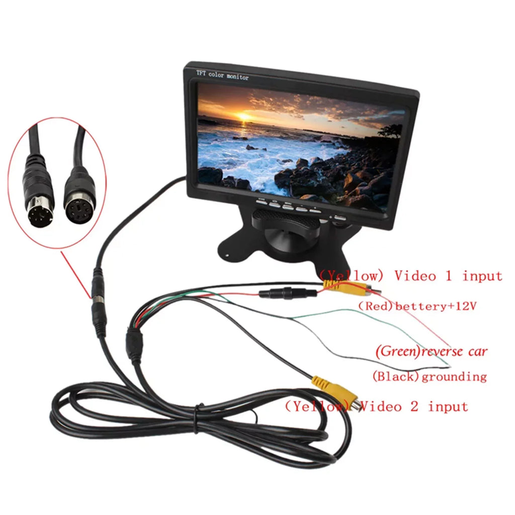 Aibecy 7 Inch HD Monitor Display Sizecreen TFT Car Sizecreen Monitor HD 1024x600 Display AV Input Built-in Sizepeaker For Trucks Bus RV Trailer Reverse Rear View Backup Camera