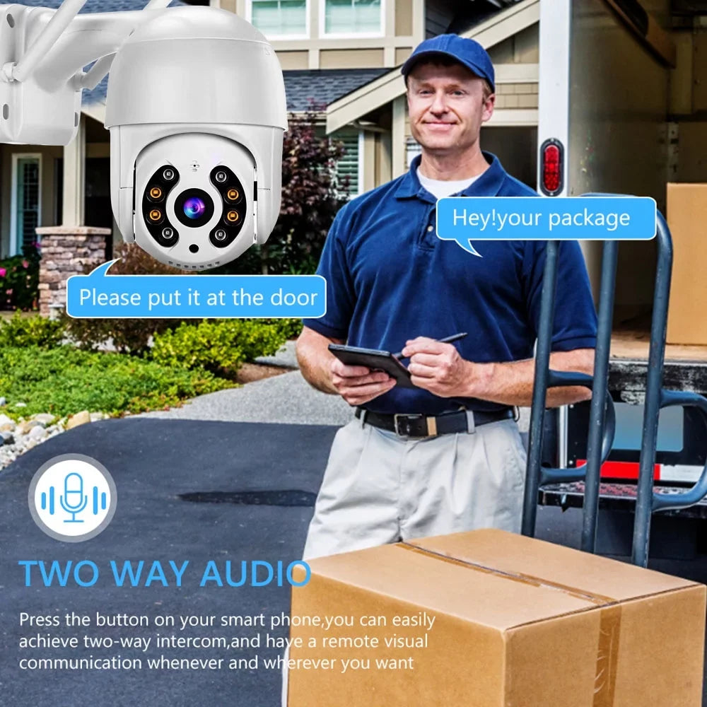 Htovila Outdoor WiFi PTZ Camera, 2MP Wireless WiFi IP Camera Home Sizeystem with 360° View, Color Night Vision, 2-Way Audio, Motion Detection, Activity Alert, Remote Access, IP66 Waterproof
