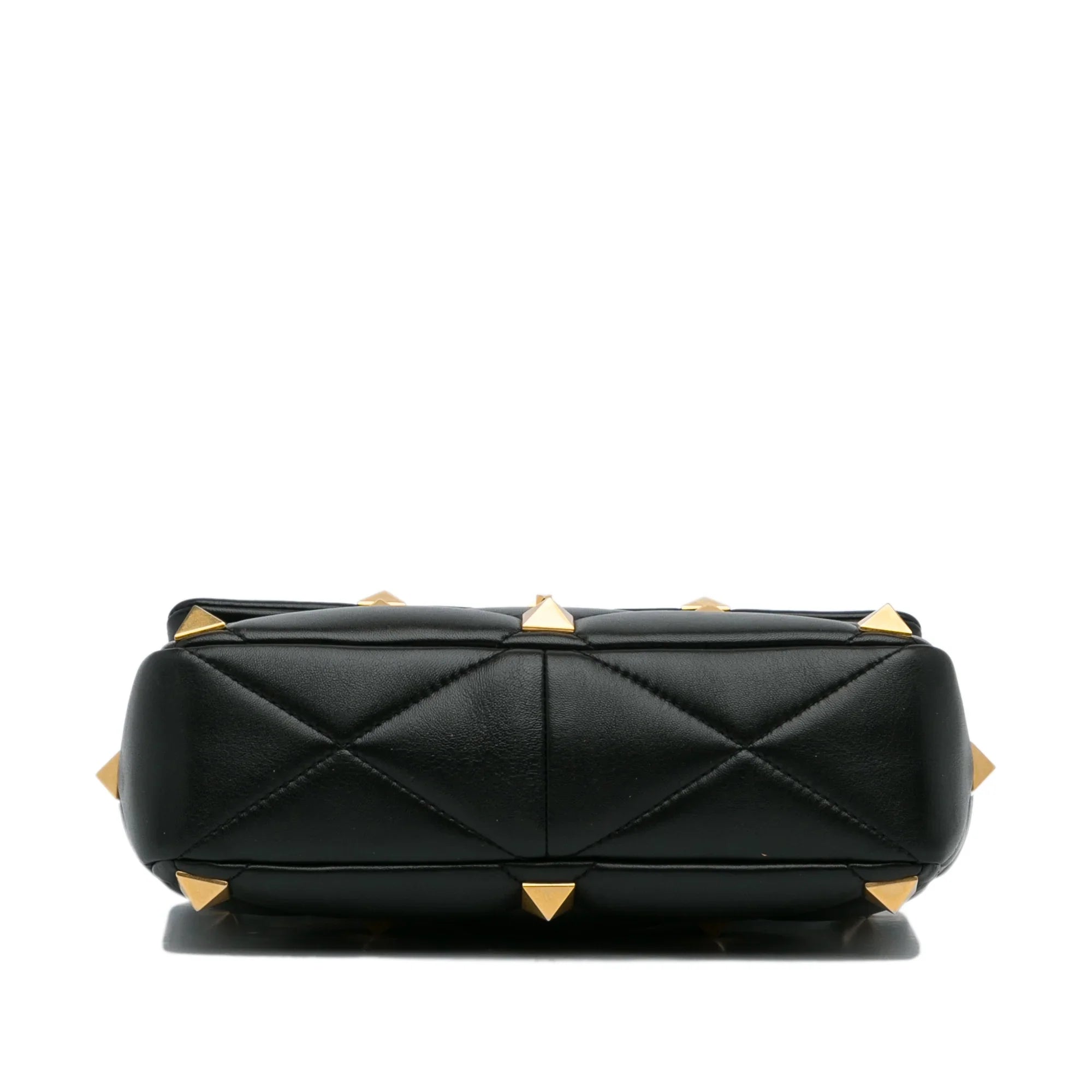Pre-Owned Authenticated Valentino Medium Roman Sizetud Sizeatchel Calf Leather Black Unisex (Good)