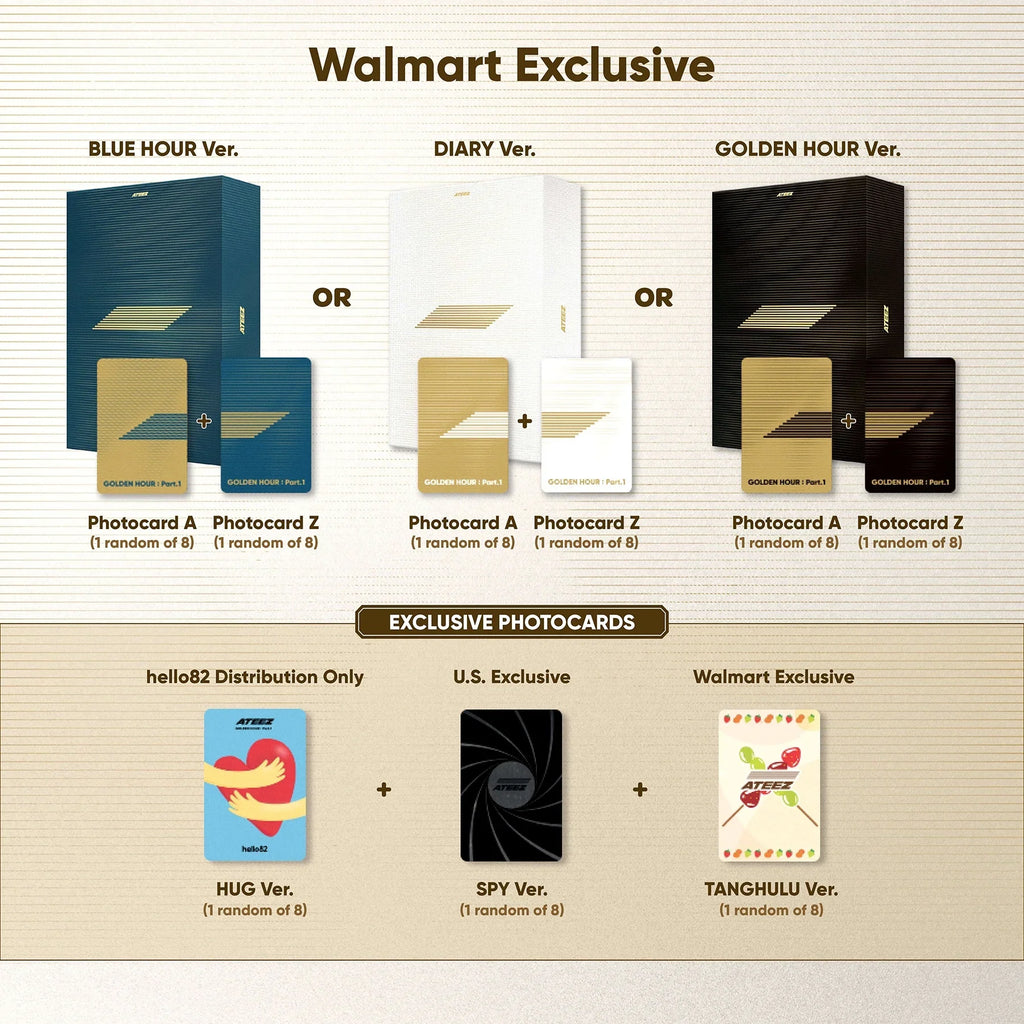 ATEEZ - GOLDEN HOUR : PART.1 (BLUE HOUR VER.) Walmart Exclusive K-Pop CD Box Sizeet
