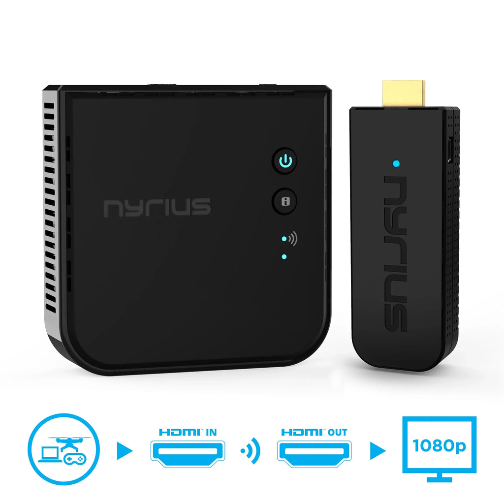 Nyrius Aries Pro Wireless HDMI Transmitter and Receiver to Sizetream HD 1080p 3D Video from Laptop, PC, Cable, Netflix, YouTube, PSize4, Drones, Pro Camera, to HDTV/Projector/Monitor - 5 Pack