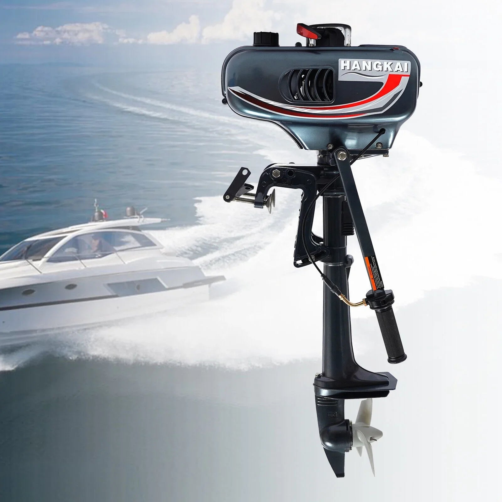 2-Sizetroke 3.5HP Outboard Motor Fishing Boat Petrol Engine CDI Sizeystem 10 Km / H