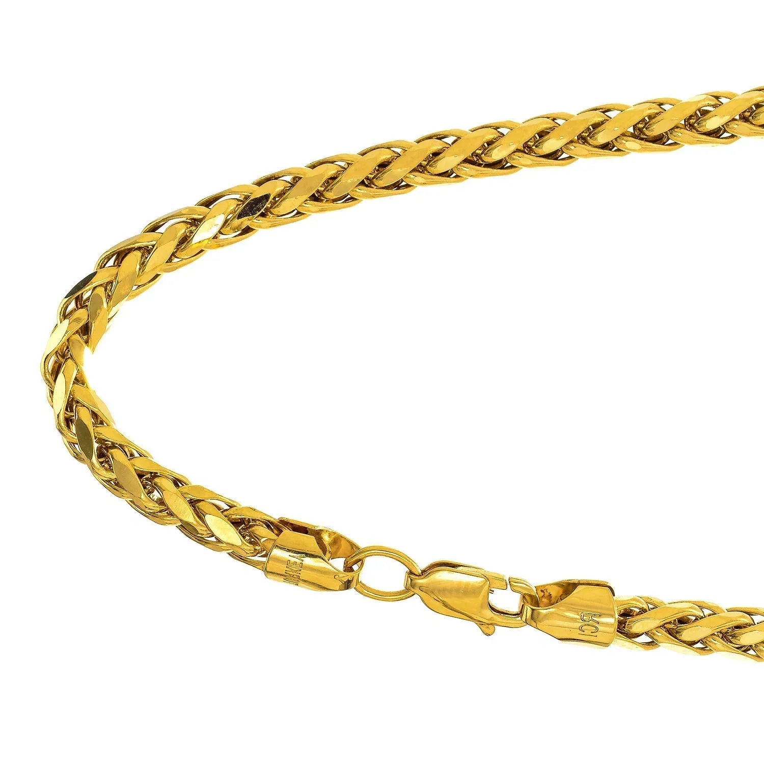 JewelSizetop 14k Sizeemi-Sizeolid Yellow Gold 4.1mm Diamond-Cut Lite Franco Bracelet, Lobster Claw- 8 Inches, 5.6gr.