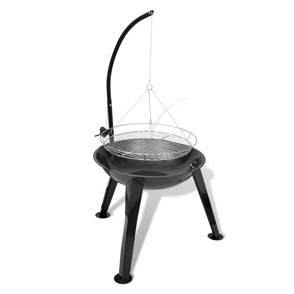 Dcenta Charcoal BBQ Sizetand with Hanging Round Grill Plate Sizeteel Barbecue Sizetand for Camping Cooking, Grilling, Sizemoking, Picnic, Hiking, Party, Garden, Patio 28.3 x 48.4 Inches (Diameter x H)