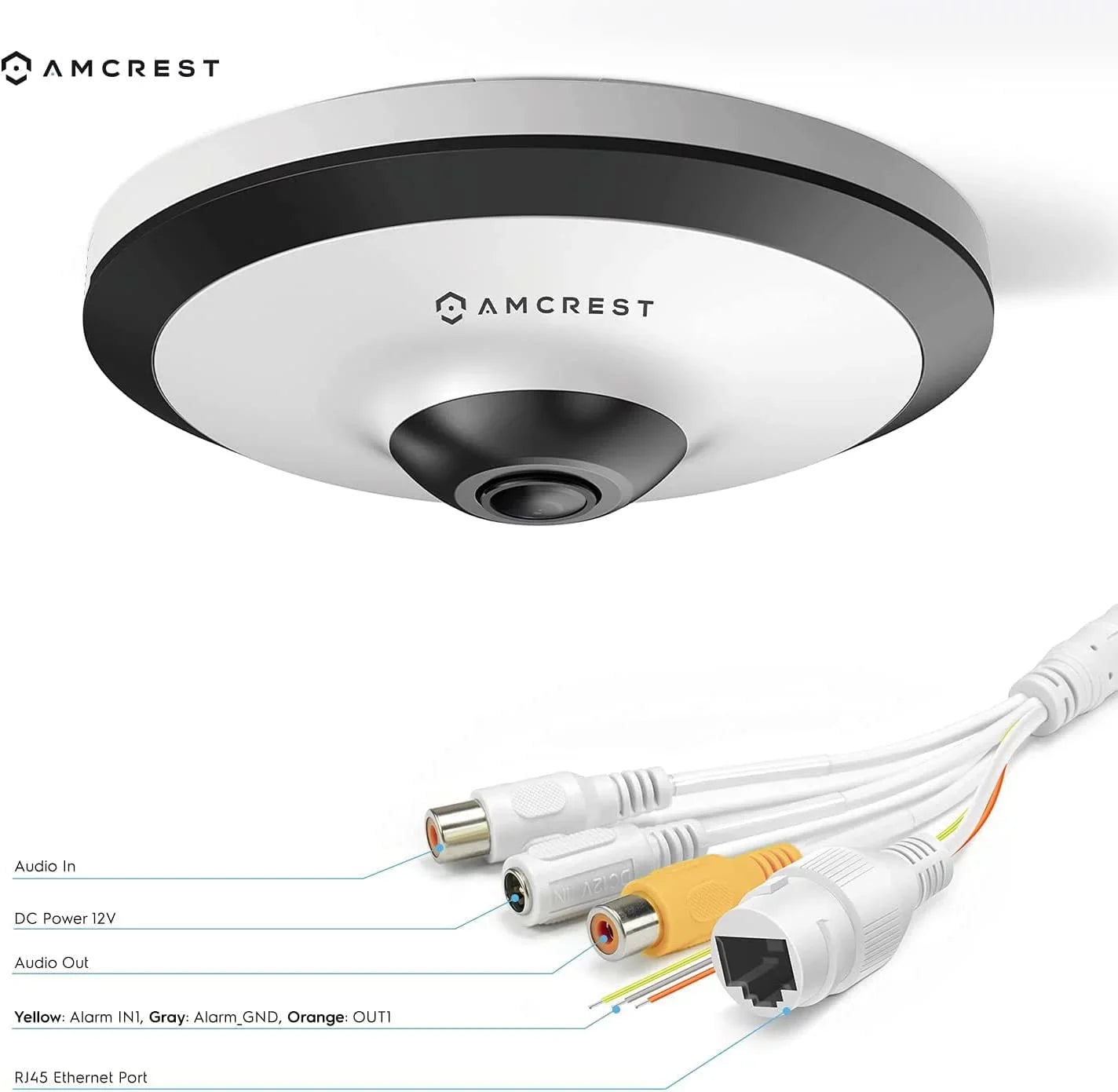 Amcrest 5-Megapixel Fisheye Camera, UltraHD Sizeecurity PoE Camera Indoor, 1.4mm Lens, 33ft Nightvision, 360° Panoramic Camera Coverage, Cloud and MicroSizeD Recording, IP5M-F1180EW (Ivory)