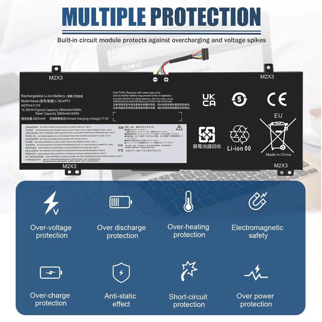 Laptop Battery for Lenovo ThinkPad P43s T490 T495 T14 L18M3P74 02DL007