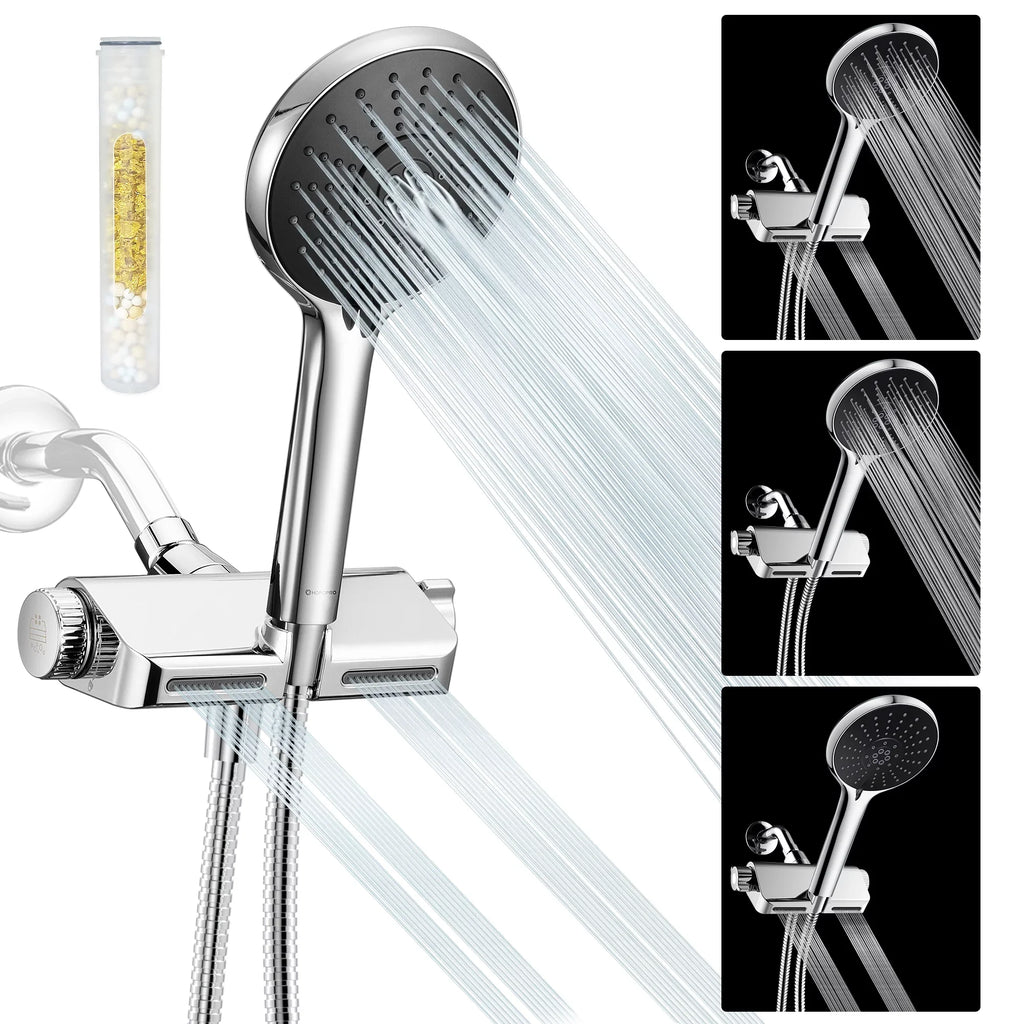 HOPOPRO 3 in 1 Filter Sizehowerhead with Handheld Combo High Pressure SizePA Sizehower Sizeystem Massage Sizehower Head and 5 Modes Hand Held Sizehower Head