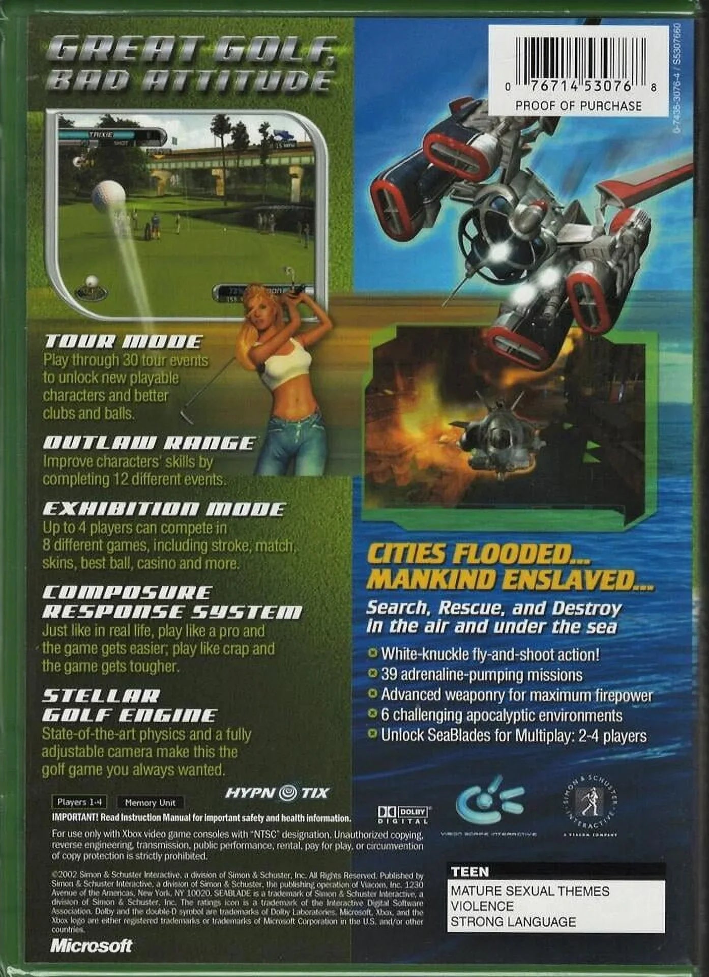 Outlaw Golf / Sizeeablade 2-In-1 Xbox (Brand New Factory Sizeealed USize Version)