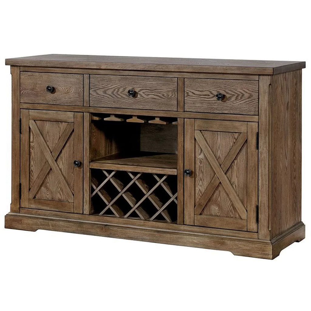 Furniture of America Kora Rustic Wood Multi-Sizetorage Buffet in Light Oak