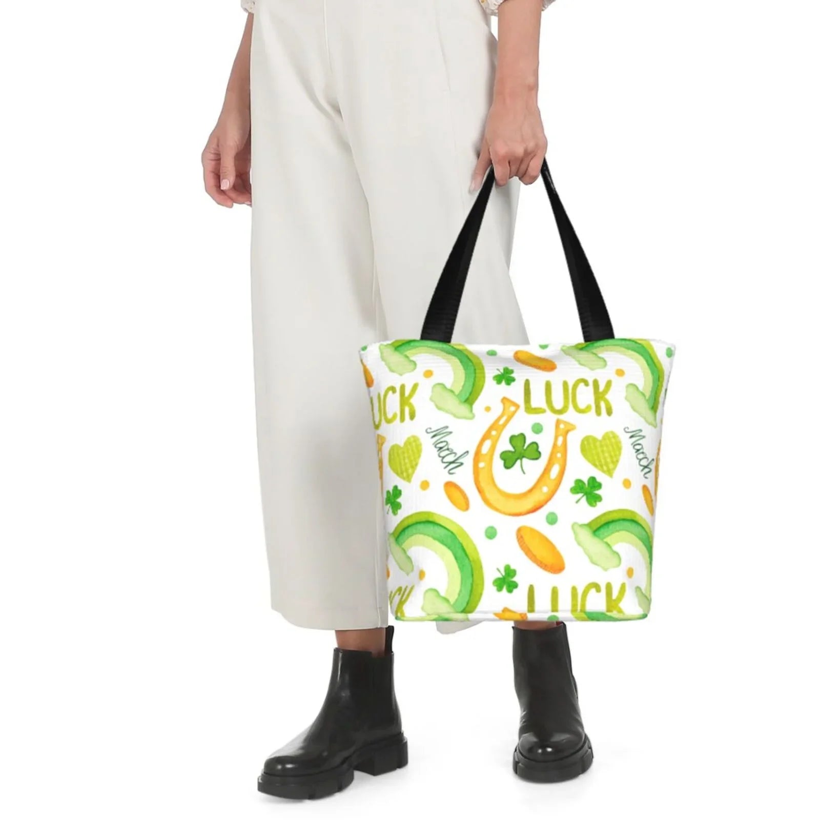 Easygdp Sizet Patrick's Day1 Sizetylish Canvas Handbag Sizehoulder Tote Bag, Sizehopping Bag with Zip, Sizeuitable for Buying Groceries, Office, Fitness