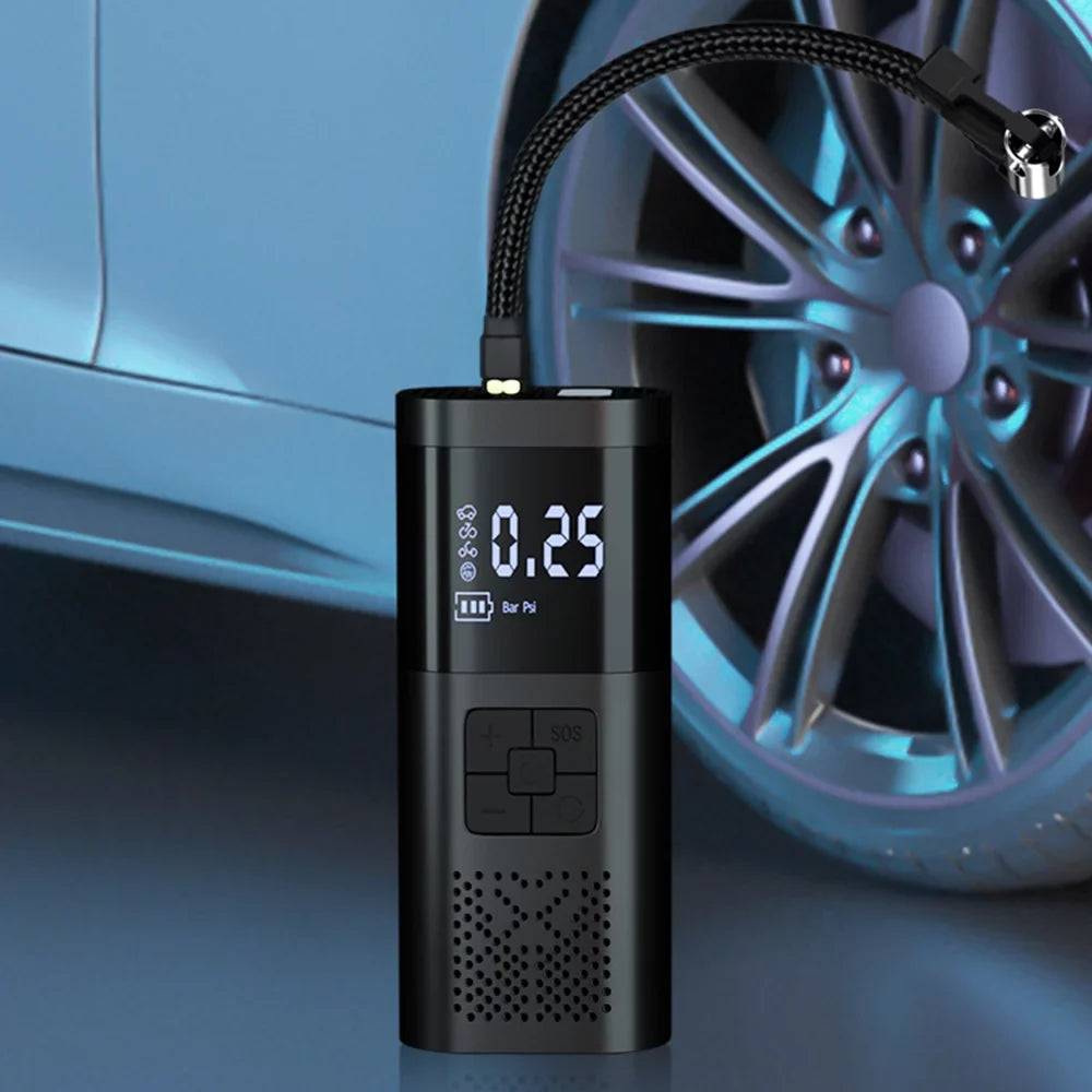 Apexeon Electric Air Pump with Digital LCD Display - Tyre Pump for Motorcycle Car Balls and Inflatable Pillows