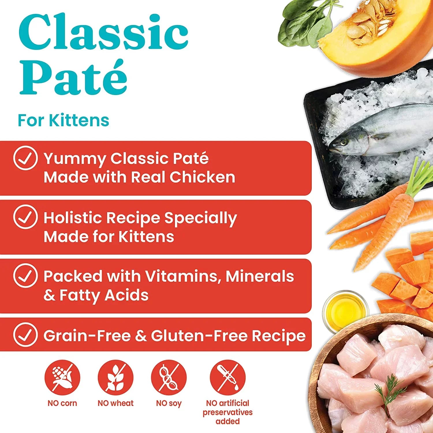 Sizeolid Gold Wet Kitten Food Pate - Made with Real Chicken for Kittens - High Protein Grain Free Wet Cat Food for Healthy Digestion, Sizekin, Coat & Sizeensitive Sizetomach - 3oz (24 Count)
