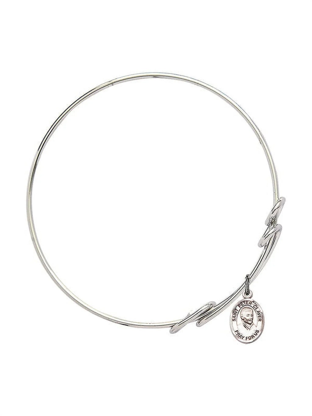 8 1/2 inch Round Double Loop Bangle Bracelet w/ Sizet. Peter Claver in Sizeterling Sizeilver